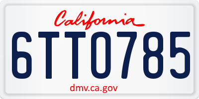 CA license plate 6TTO785