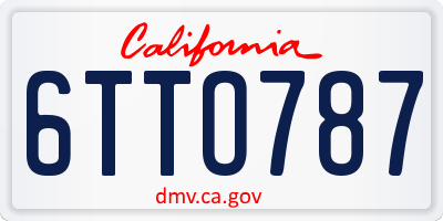 CA license plate 6TTO787