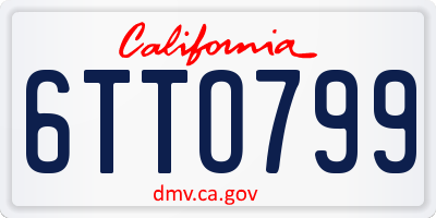 CA license plate 6TTO799