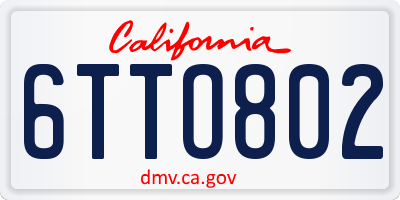 CA license plate 6TTO802