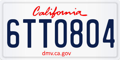 CA license plate 6TTO804