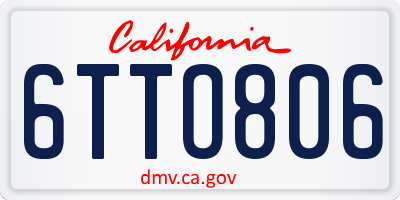 CA license plate 6TTO806