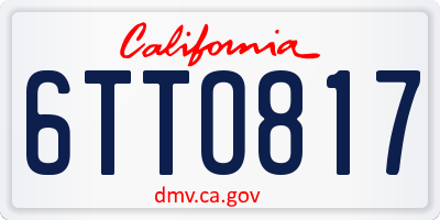 CA license plate 6TTO817