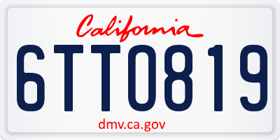 CA license plate 6TTO819