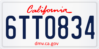 CA license plate 6TTO834
