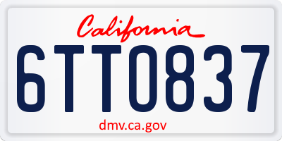 CA license plate 6TTO837