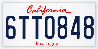 CA license plate 6TTO848