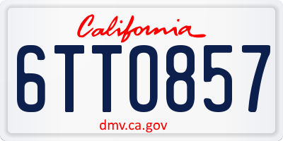 CA license plate 6TTO857