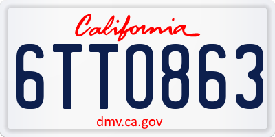 CA license plate 6TTO863