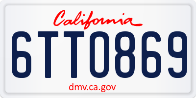 CA license plate 6TTO869