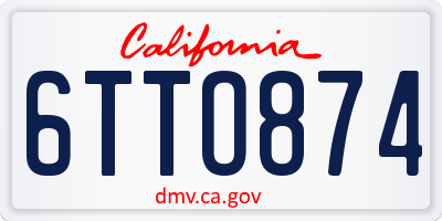CA license plate 6TTO874