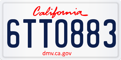 CA license plate 6TTO883