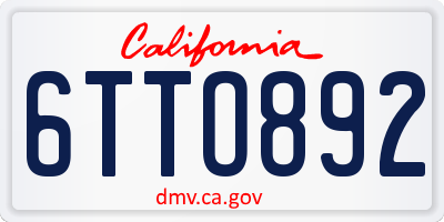CA license plate 6TTO892