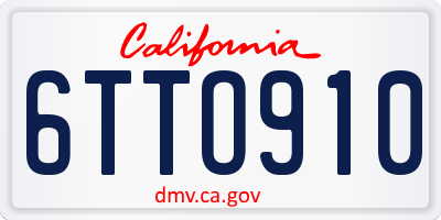 CA license plate 6TTO910