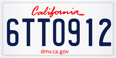 CA license plate 6TTO912