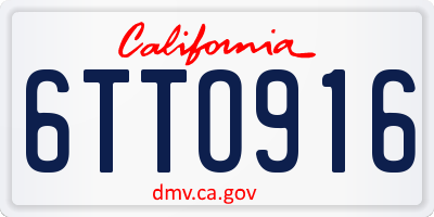 CA license plate 6TTO916