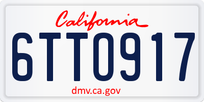 CA license plate 6TTO917