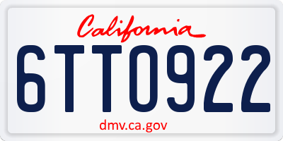 CA license plate 6TTO922