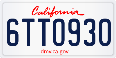 CA license plate 6TTO930