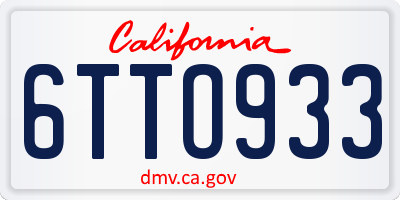 CA license plate 6TTO933