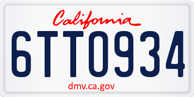 CA license plate 6TTO934