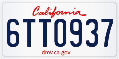 CA license plate 6TTO937