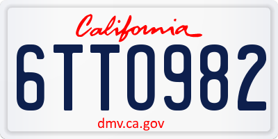 CA license plate 6TTO982