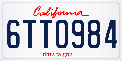 CA license plate 6TTO984
