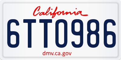 CA license plate 6TTO986