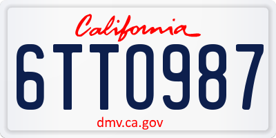 CA license plate 6TTO987