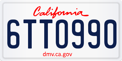 CA license plate 6TTO990