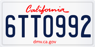 CA license plate 6TTO992