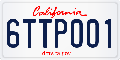CA license plate 6TTP001