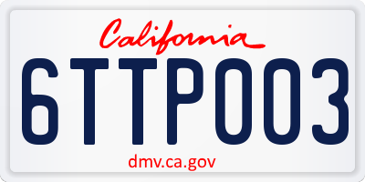 CA license plate 6TTP003
