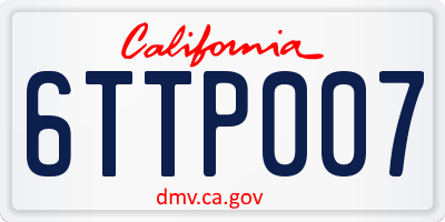 CA license plate 6TTP007