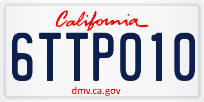 CA license plate 6TTP010