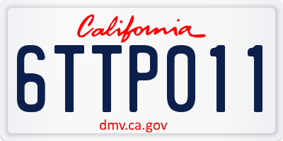 CA license plate 6TTP011