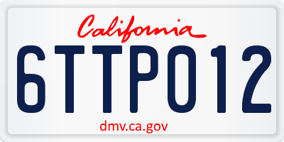 CA license plate 6TTP012