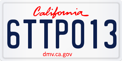 CA license plate 6TTP013