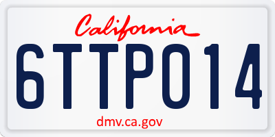 CA license plate 6TTP014