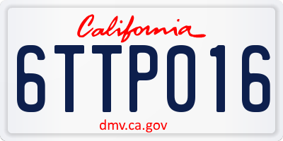 CA license plate 6TTP016
