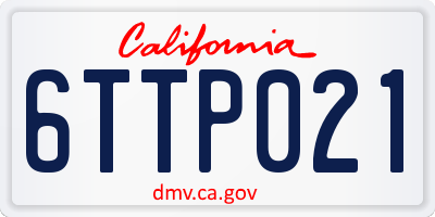 CA license plate 6TTP021