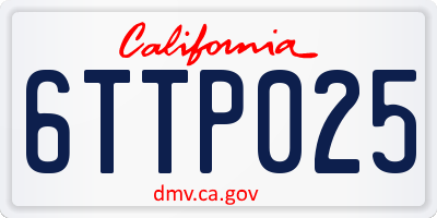 CA license plate 6TTP025