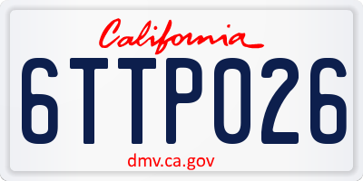 CA license plate 6TTP026