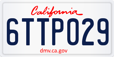 CA license plate 6TTP029