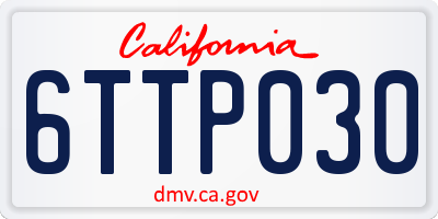 CA license plate 6TTP030