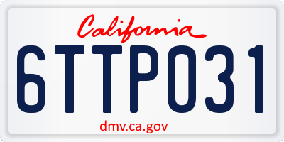 CA license plate 6TTP031