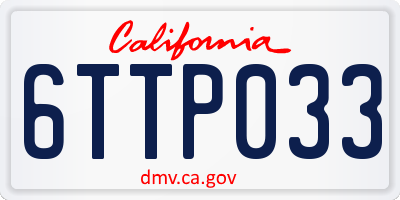 CA license plate 6TTP033