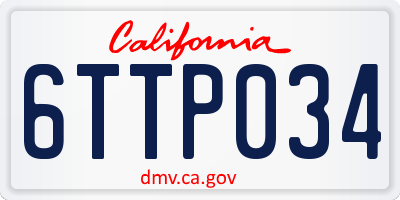 CA license plate 6TTP034