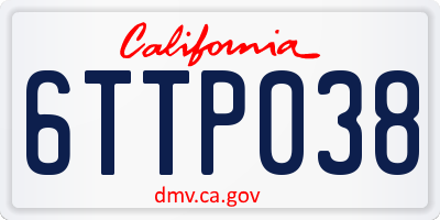 CA license plate 6TTP038